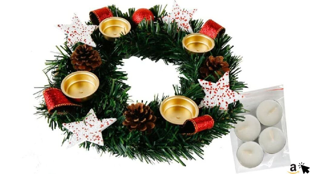 Gesteck 23cm & Adventsgesteck mit Teelicht-Halter Handgefertigtes Weihnachts Britesta Weihnachtsgesteck
