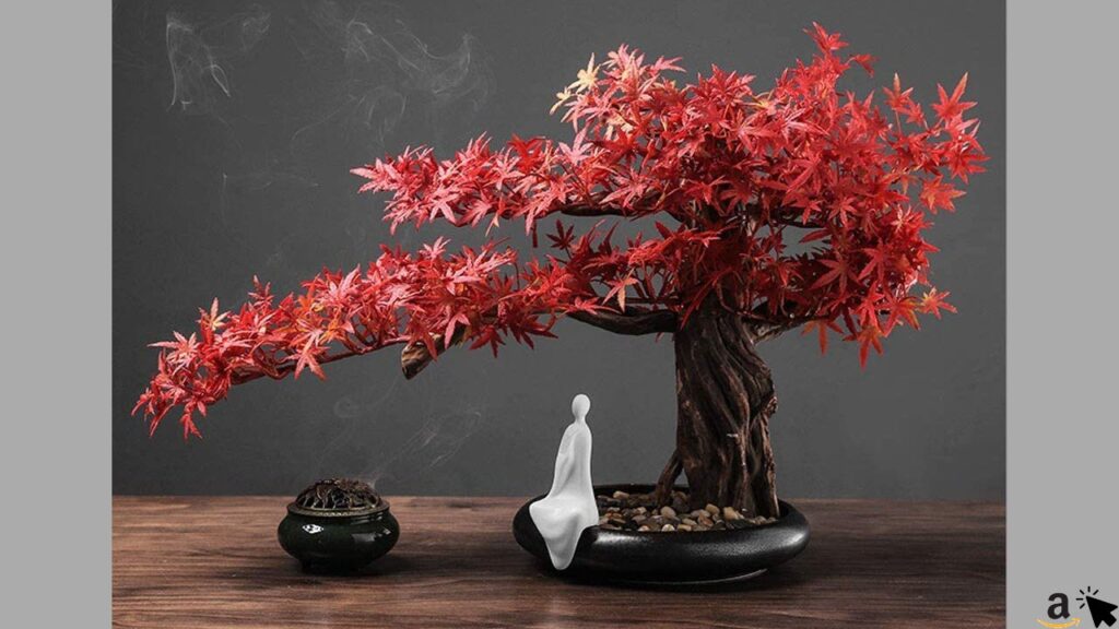 BHBXZZDB Künstlicher Bonsai-Baum Chinesische Simulation Ahornblatt Roter Ahorn Gefälschter Bonsai