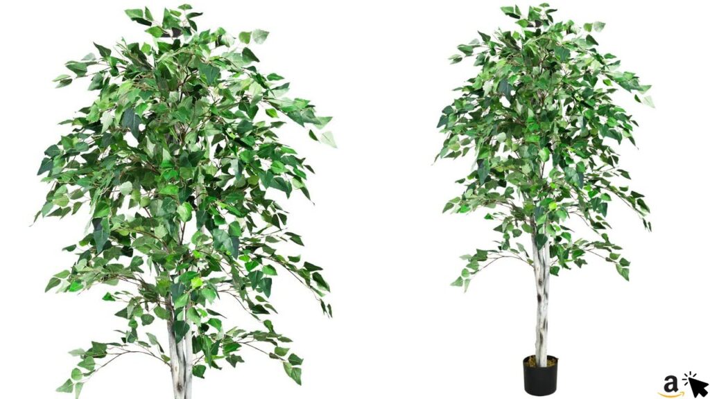 Decovego Birke Birkenbaum Kunstpflanze Kunstbaum Künstliche Pflanze mit Echtholz 180cm