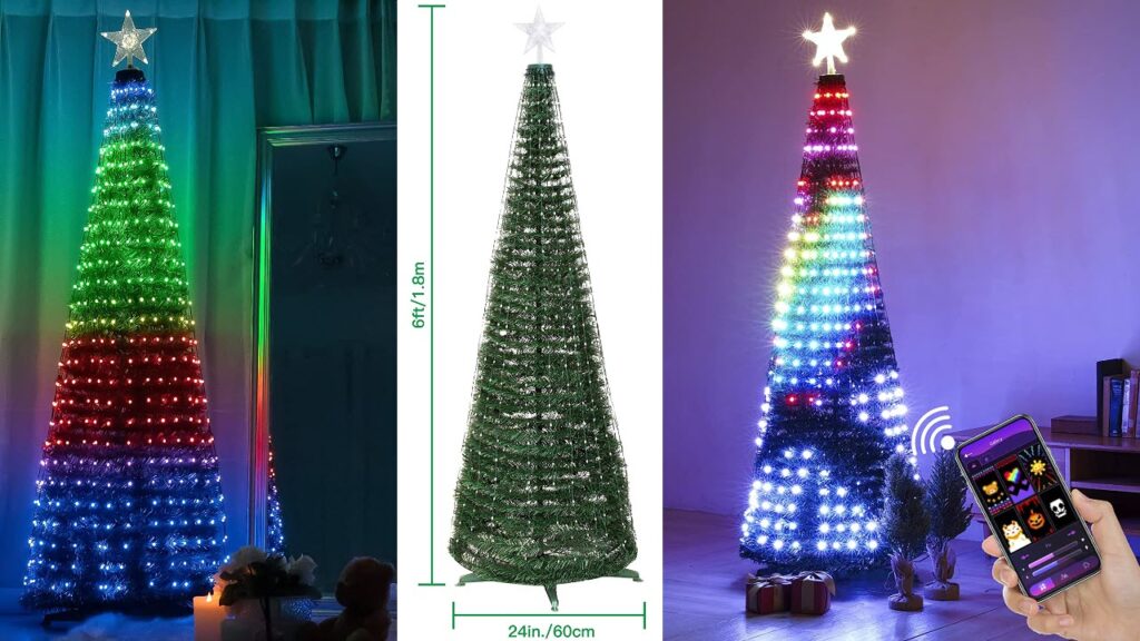 Koopower Weihnachtsbaum Künstlich 180 cm mit Lichterkette, 520 LED Smartphone APP Steuerung