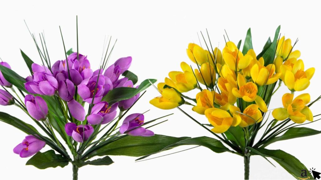 Krokusbusch 28cm gelb PM Kunstpflanzen Kunstblumen künstlicher Crocus Krokus Blumen Pflanzen