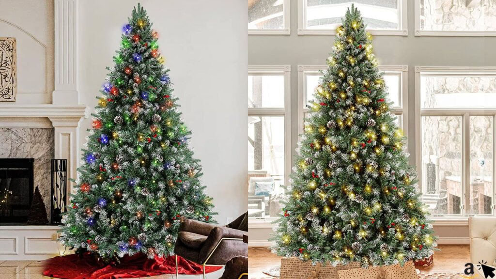 SHareconn 180 cm Weihnachtsbaum künstlich Scharnier Weihnachtsbaum mit Beleuchtung 330 Warmweißen und Mehrfarbigen Lichtern